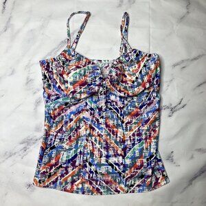 Swimsuits For All Shore Club Tankini Top Womens Size 12 Abstract Underwire j50